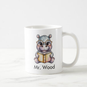 Mug Hippopotame Mignon Lisant un Livre Personnalisé