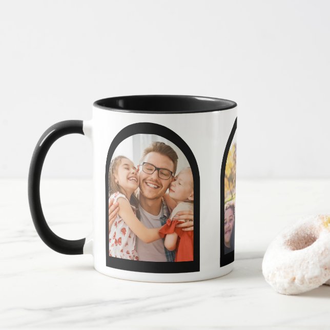 Mug Histoires d'arc géométrique moderne Photo de famil (Avec donut)
