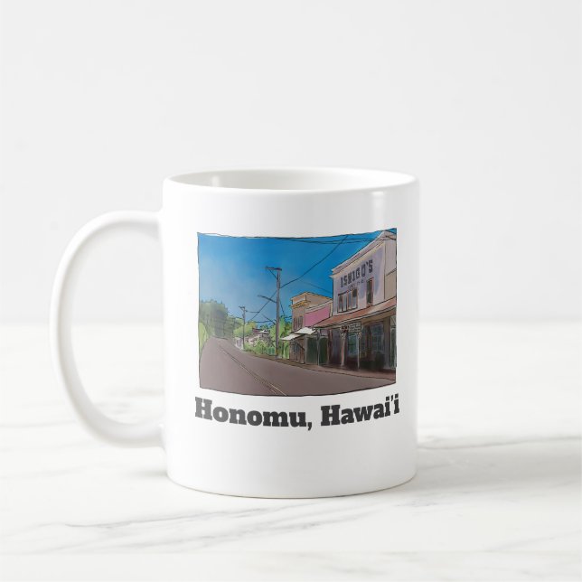 Mug Historical Hawaii Plantation Town Honomu Nostalgic (Gauche)