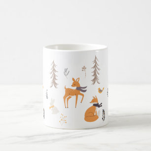 Mug Hiver Bois Animaux Folk Art Noël