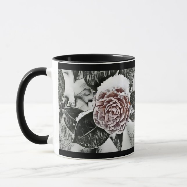 Mug Hiver, Noël, Neige, Dessin Rose Froid (Gauche)