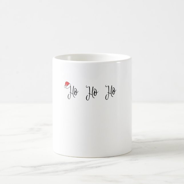 Mug Ho Ho Ho portant un chapeau de santa rouge (Centre)