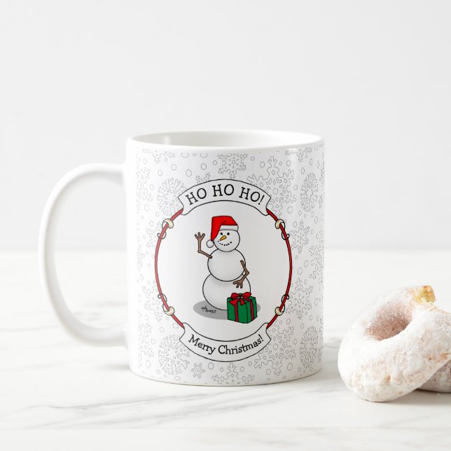 Mug Ho Ho Joyeux Noël Père Noël mignonne Snowman (Avec donut)