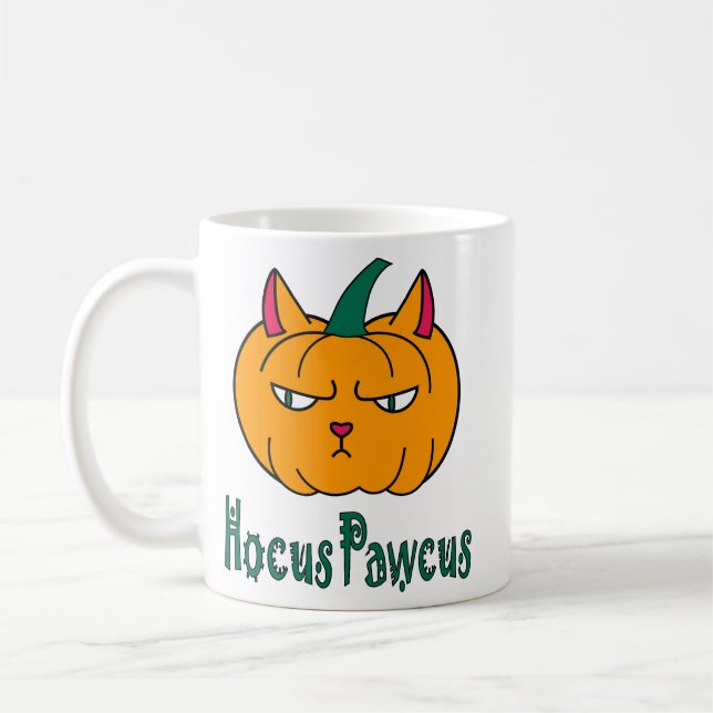 Mug Hocus pawcus Halloween citrouille ginger cat magie (Gauche)