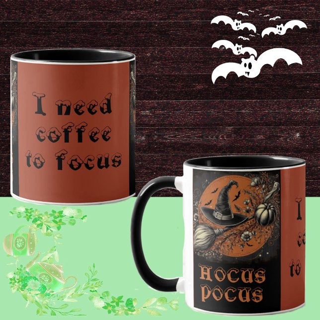Mug Hocus Pocus a besoin de café pour focaliser le Cas (Hocus Pocus Need Coffee to Focus Wicked Witch Hat Mug)