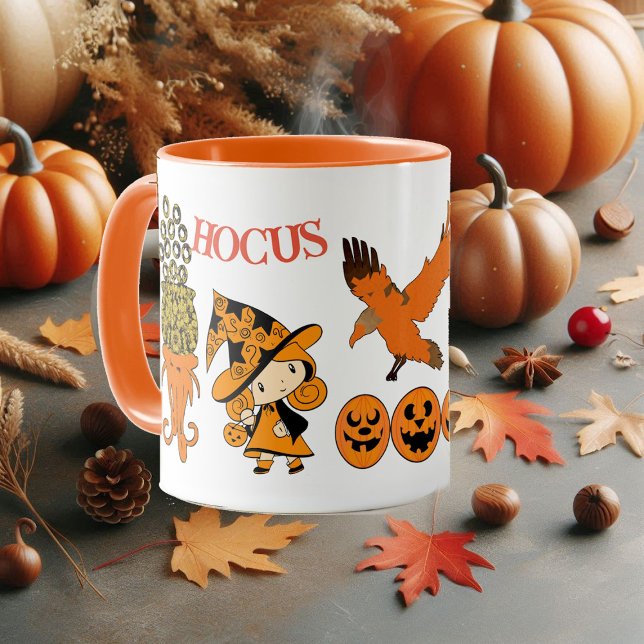 Mug Hocus Pocus Magic Cauldron errant Sorcière Corbeau (Hocus Pocus Magic Cauldron Wandering Witch Raven Mug)