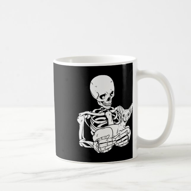 Mug Holding Chat Funny Halloween Crâne Sphynx Chat (Droite)