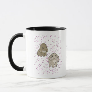 Mug Holland lop bunnies with hearts