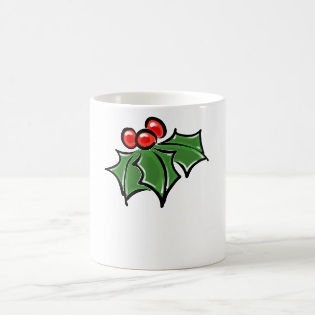 Mug Holly Feuilles, Holly baies, fun vacances botaniqu (Centre)