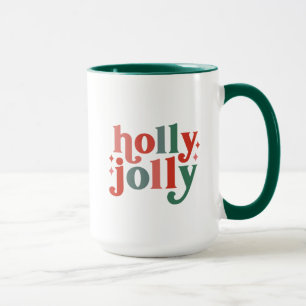 Mug Holly Jolly - Typographie des Fêtes Rétro
