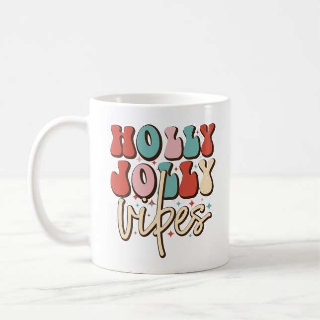 Mug Holly Jolly Vibes Retro Vacances de Noël Super (Gauche)