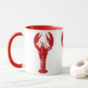 Mug Homard rouge profond sur blanc