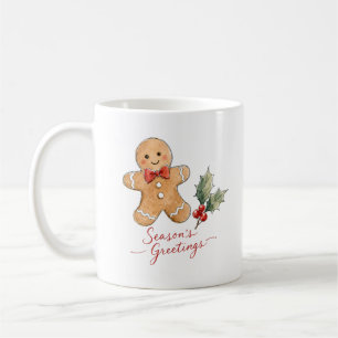 Mug Homme en pain d'épices à l'aquarelle avec noeud