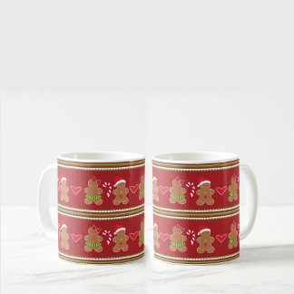 Mug Homme en pain d'épices rayures horizontales rouges