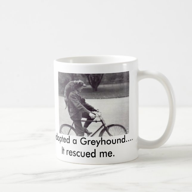 Mug Homme et lévrier sur la bicyclette en Angleterre, (Droite)
