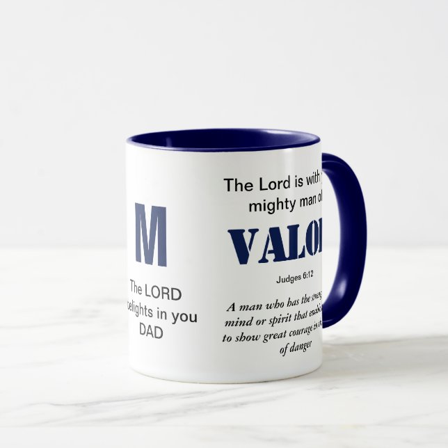 Mug HOMME PUISSANT DE VALOR Christian Blue Monogramme (Devant droit)