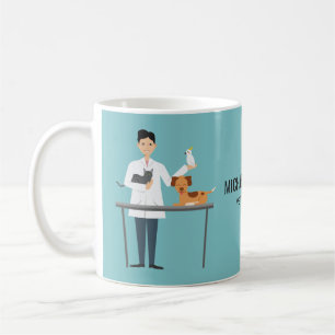 Mug Homme vétérinaire avec des animaux et texte person