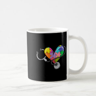 Mug Hommes femmes stéthoscope autisme coeur puzzle col
