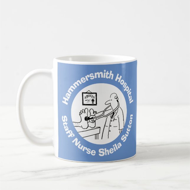 Mug Hôpital, Clinique ou Chirurgie avec le nom de l'in (Gauche)