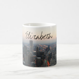 Mug Horizon de Chicago au coucher du soleil avec un