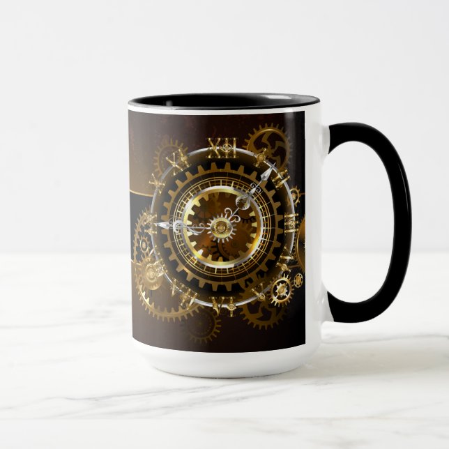 Mug Horloge Steampunk avec des engrenages anciens (Droite)