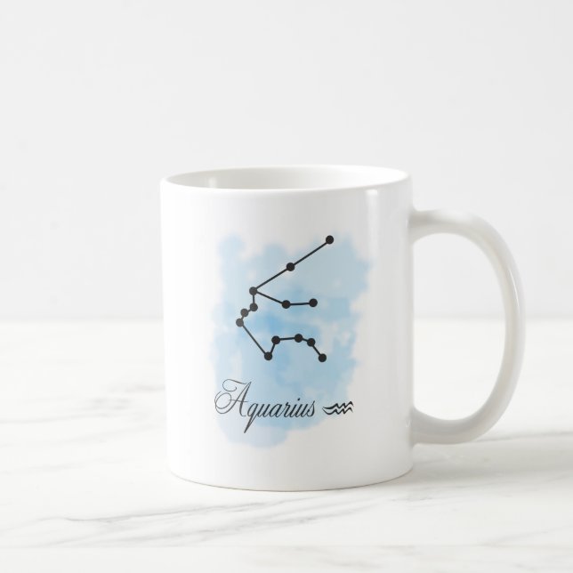 Mug Horoscope bleu de Verseau d'aquarelle (Droite)