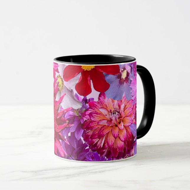Mug Hot Pink Abstract Floral Dahlia Coffee (Devant droit)