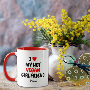 Mug Hot Vegan Girfriend Valentine´s Day Red