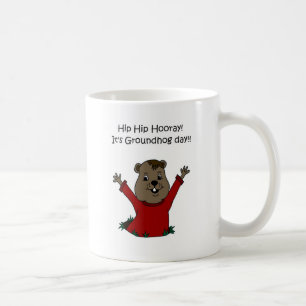 Mug hourra son jour de Groundhog dans le blanc