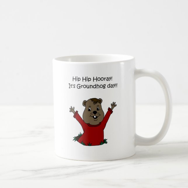 Mug hourra son jour de Groundhog dans le blanc (Droite)