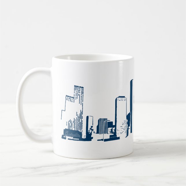 Mug Houston, Texas Skyline, Navy - Line Art (Gauche)