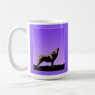 Mug Howling Wolf at Sunset - Art faunique original