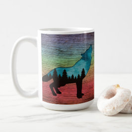 Mug Howling Wolf Forest Trees