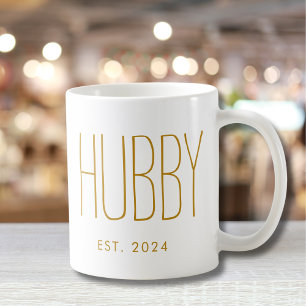 Mug Hubby Gold Script personnalisé mariage anniversair