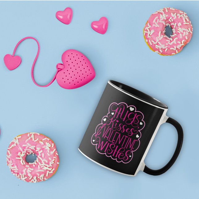 Mug Hugs, baisers et Voeux de Saint Valentin, Coeurs,  (Créateur téléchargé)