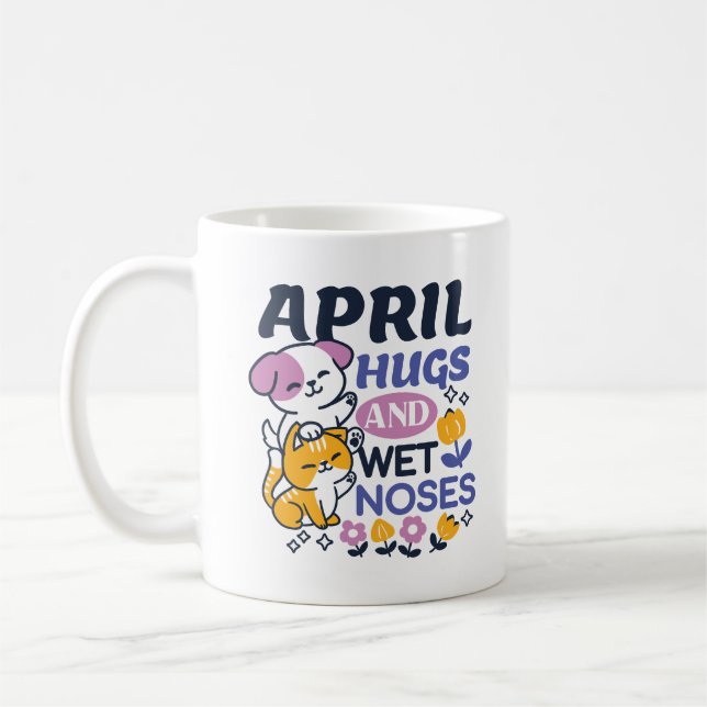 Mug Hugs d'avril et nez mouillé - Cute chien et chat a (Gauche)