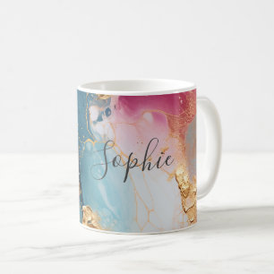 Mug Huile rose, turquoise et or