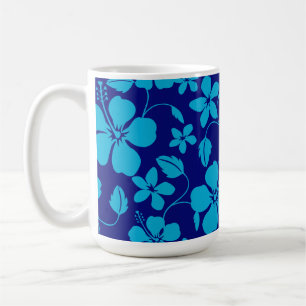 MUG HULA HAWAIEN (HIBISCUS) BLEU FONCÉ/CLAIR