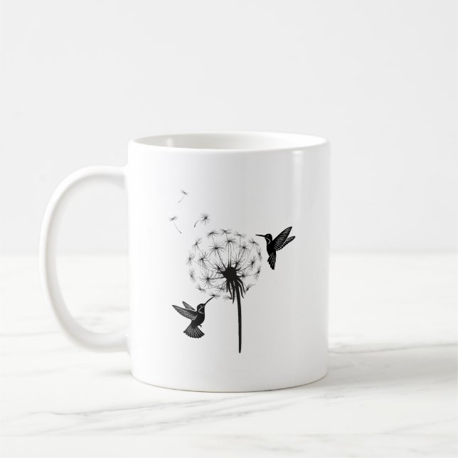 Mug Hummingbird and Dandelion Flower Nature Art (Gauche)