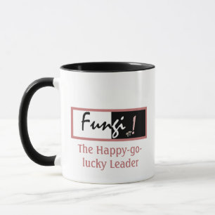 Mug Humoristique Noir, Blanc et Rose Fungi Pun pour lu