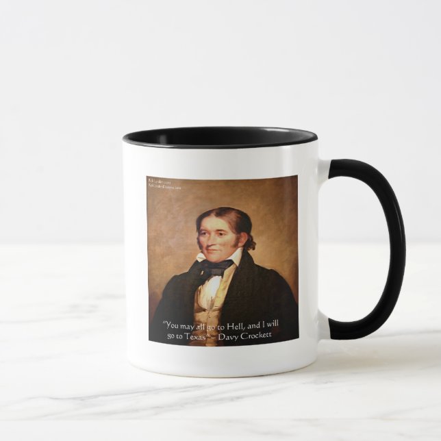 Mug Humour de Davy Crockett "Aller au Texas" (Droite)