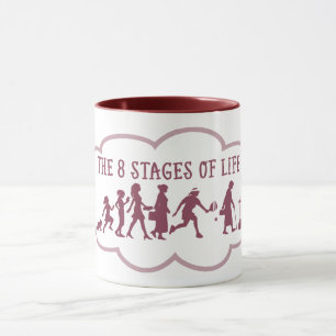 Mug humour de fan de basket-ball (8 étapes de la vie) 