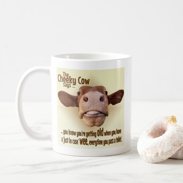Mug Humour De La Vieillesse, Vache Cheeky, Wee. (Avec donut)