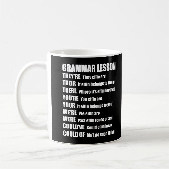 Mug Humour de leçon de grammaire d'Effin ils sont (Gauche)