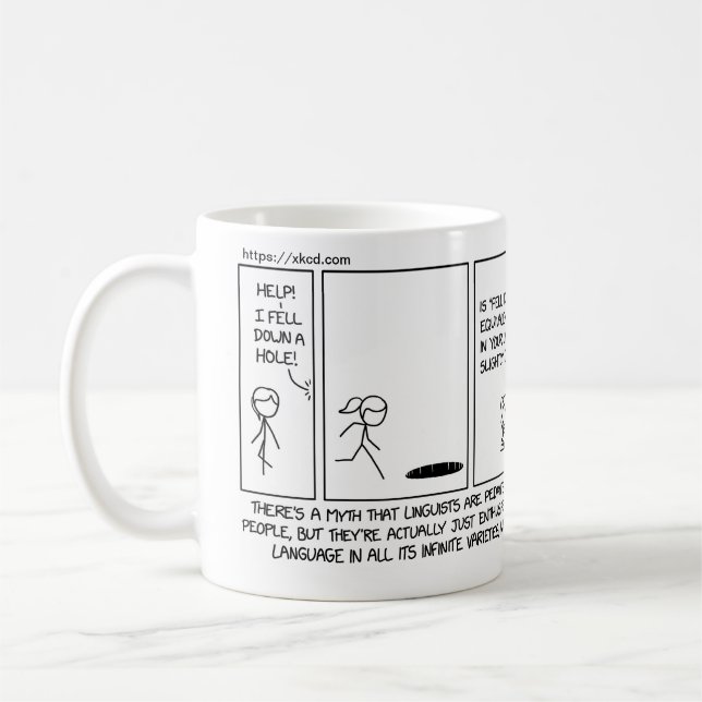 Mug humour de linguiste xkcd - Georgetown OLE (Gauche)