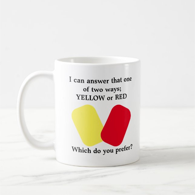 Mug Humour de soccer jaune ou rouge (Gauche)