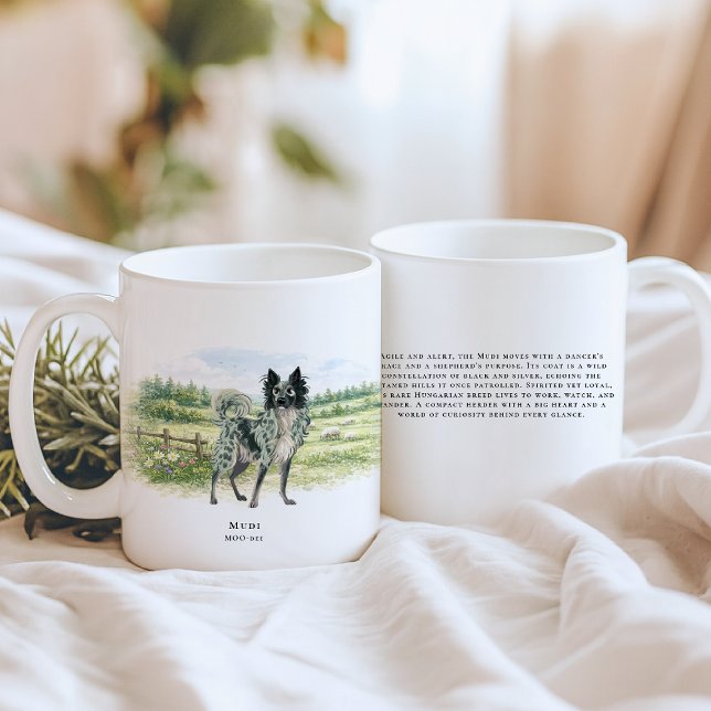 Mug Hungarian Mudi | Watercolor Dog & Breed Quote (Créateur téléchargé)