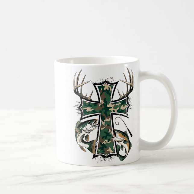 Mug Hunting Fishing Faith - Christian Hunter Fisherman (Droite)
