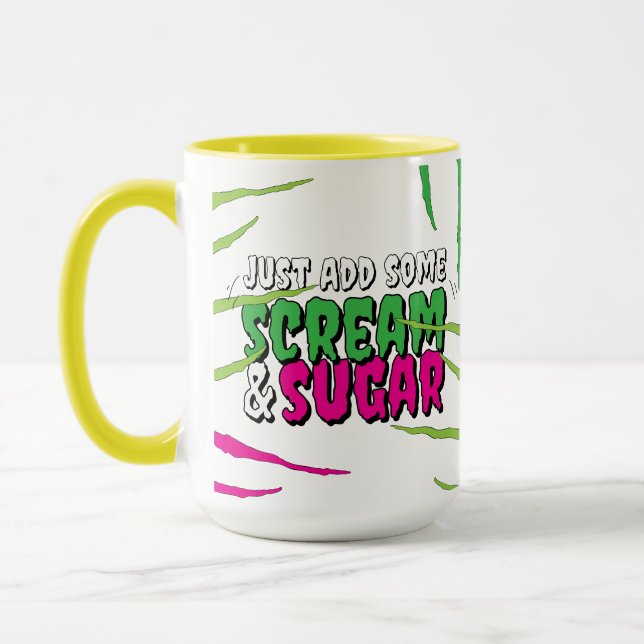 Mug Hurlement & Sucre Amusant Drôle Zombie Griffé (Gauche)