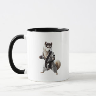 Mug Husky Dog Jouer Karate, Champion de Karate Husky D